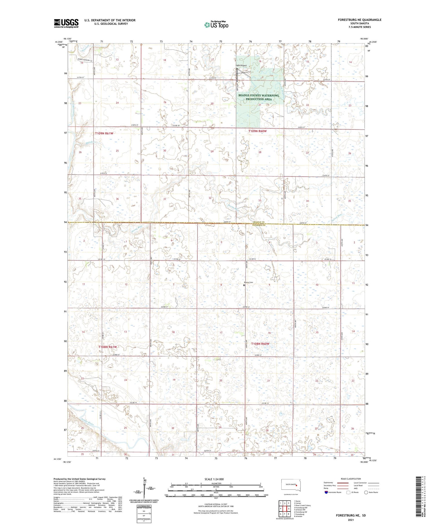 Forestburg NE South Dakota US Topo Map Image