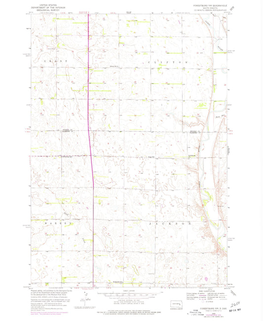 Classic USGS Forestburg NW South Dakota 7.5'x7.5' Topo Map Image
