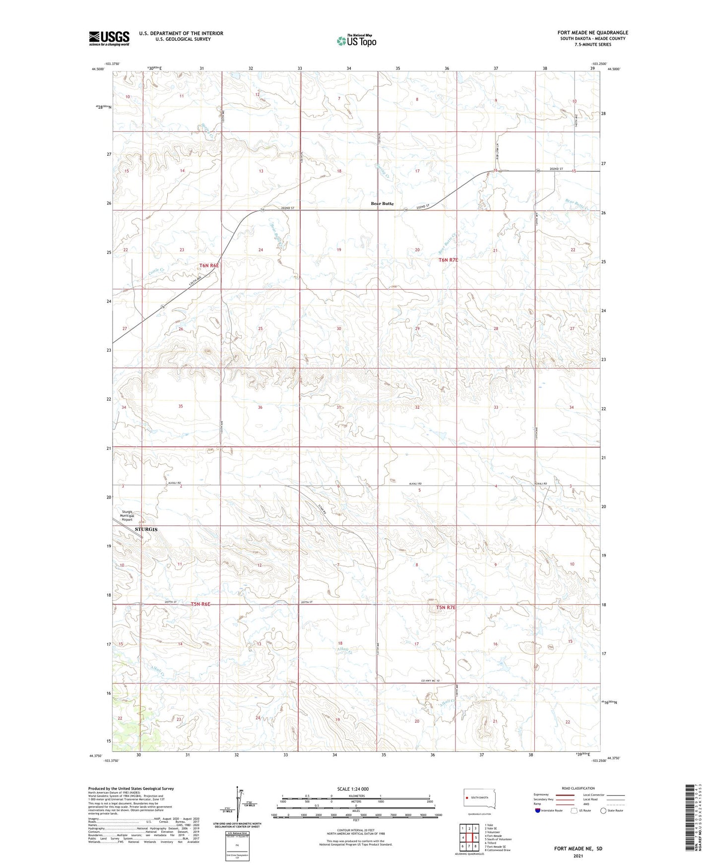 Fort Meade NE South Dakota US Topo Map Image