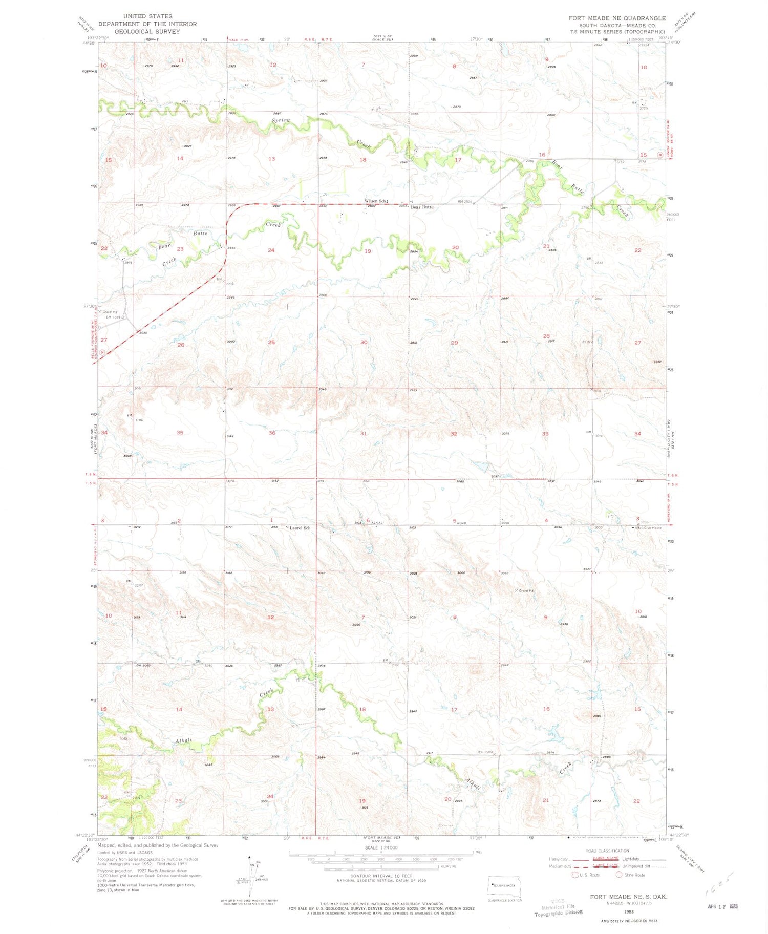 Classic USGS Fort Meade NE South Dakota 7.5'x7.5' Topo Map Image