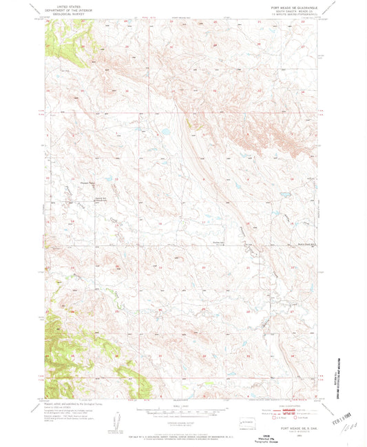 Classic USGS Fort Meade SE South Dakota 7.5'x7.5' Topo Map Image