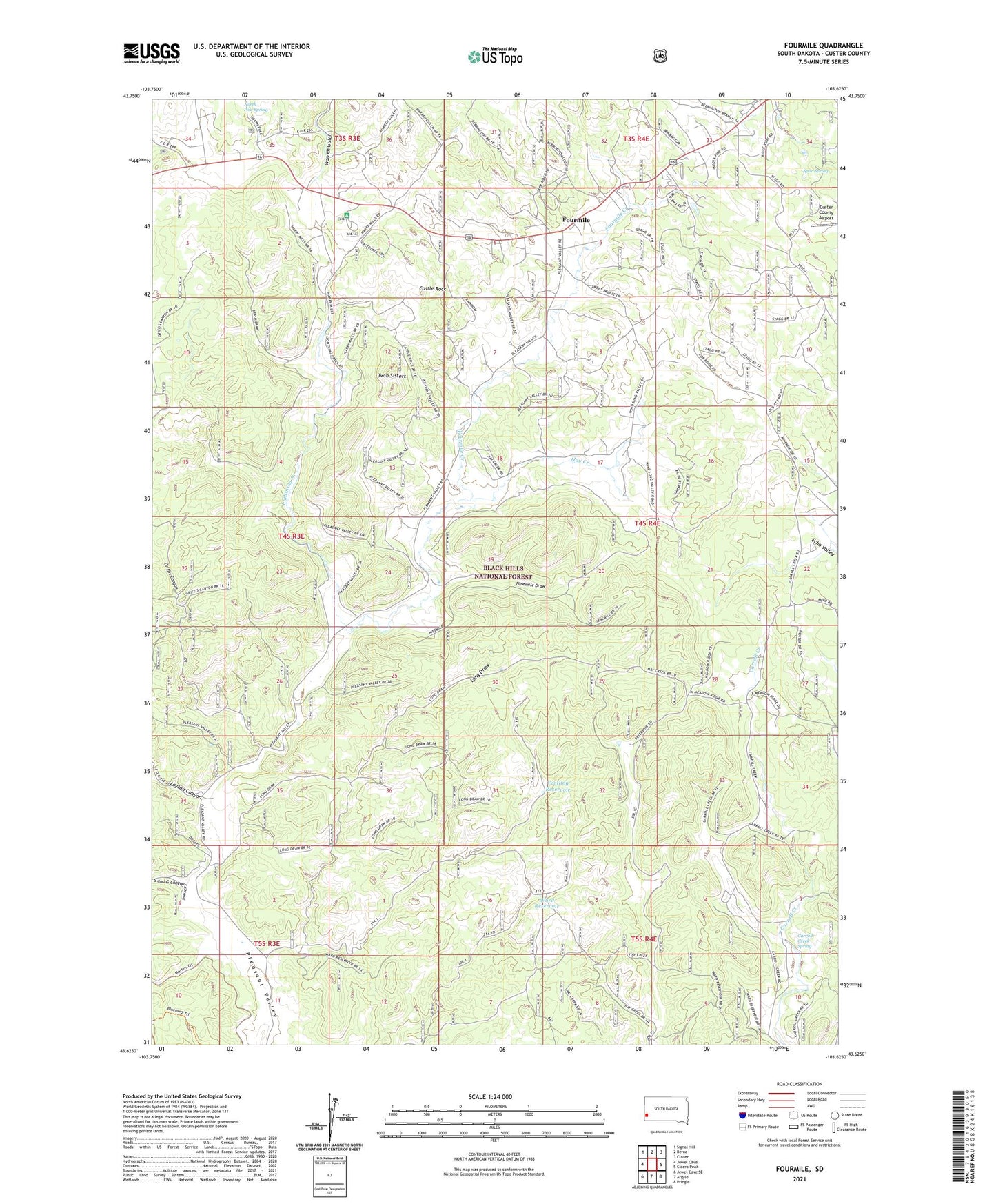 Fourmile South Dakota US Topo Map Image