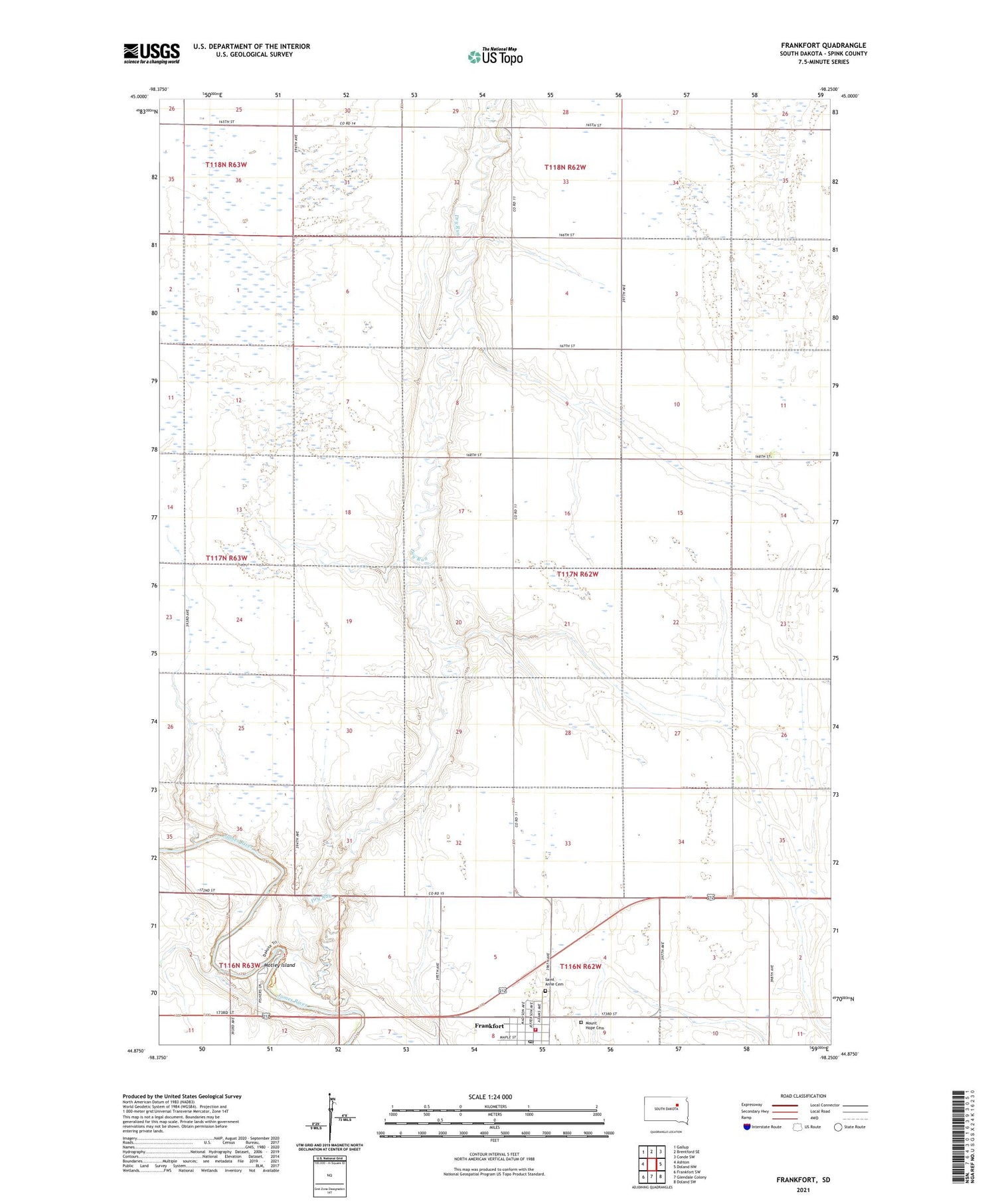 Frankfort South Dakota US Topo Map Image
