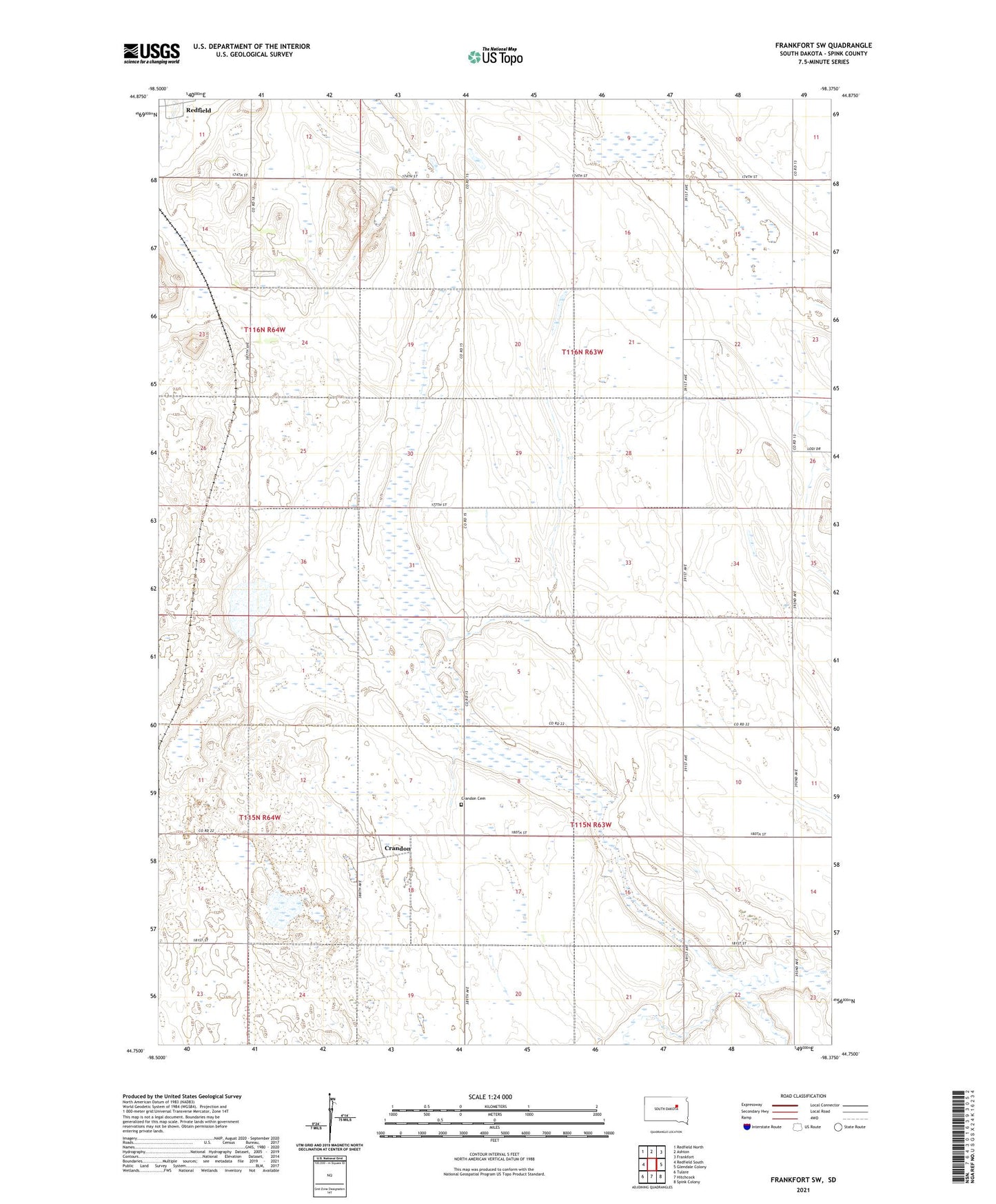 Frankfort SW South Dakota US Topo Map Image