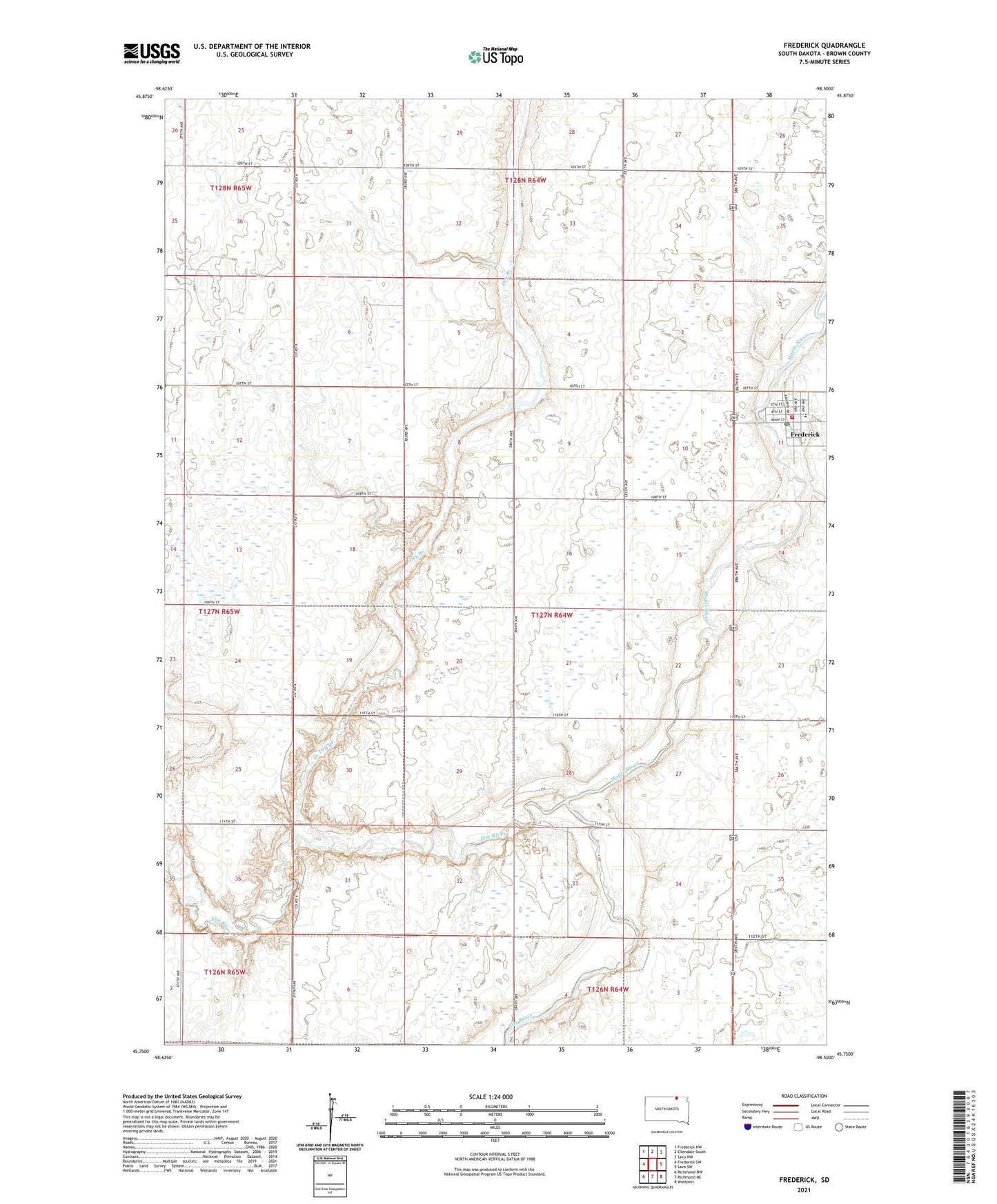 Frederick South Dakota US Topo Map Image