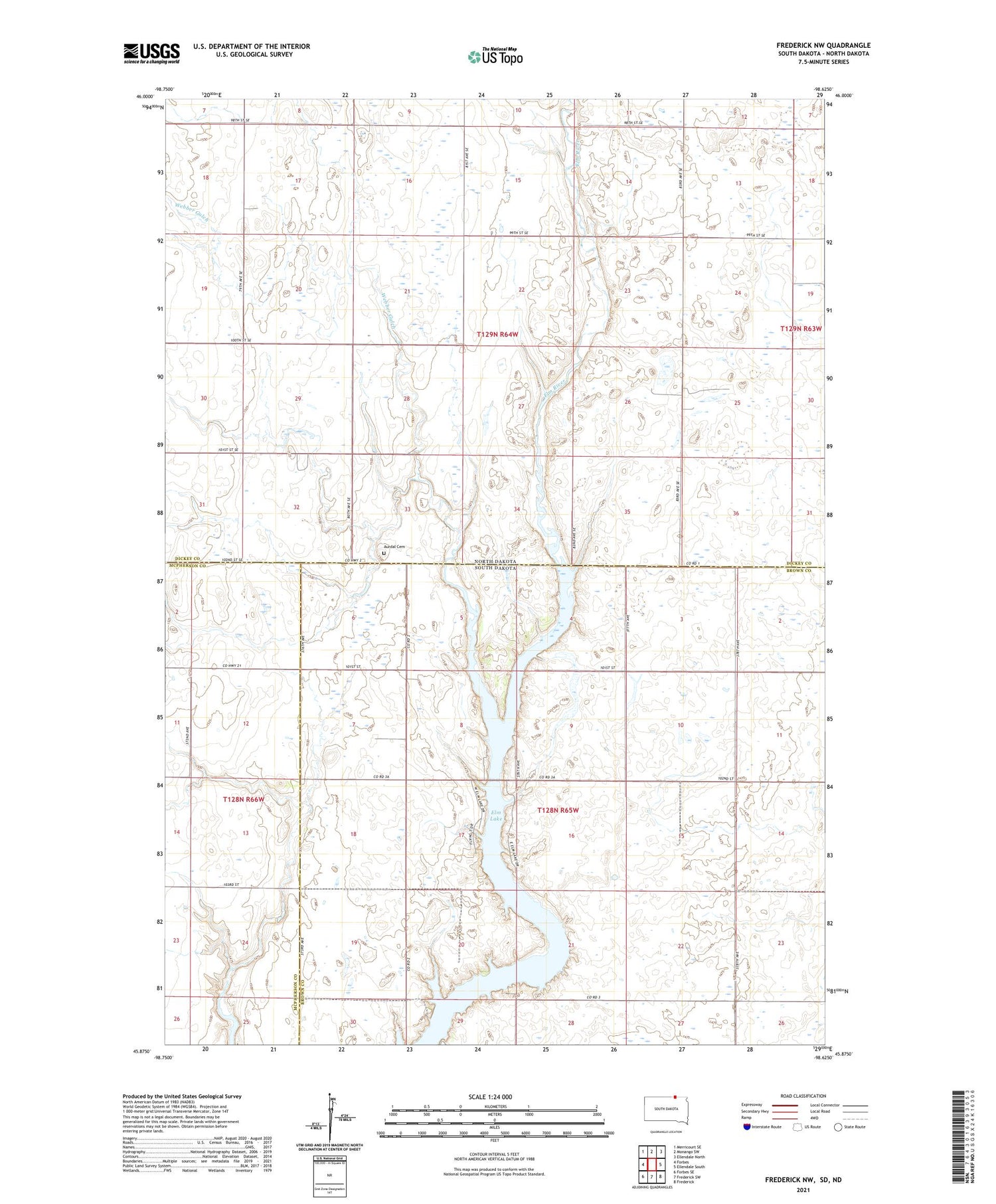 Frederick NW South Dakota US Topo Map Image