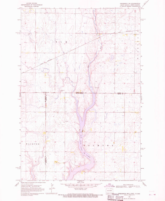 Classic USGS Frederick NW South Dakota 7.5'x7.5' Topo Map Image