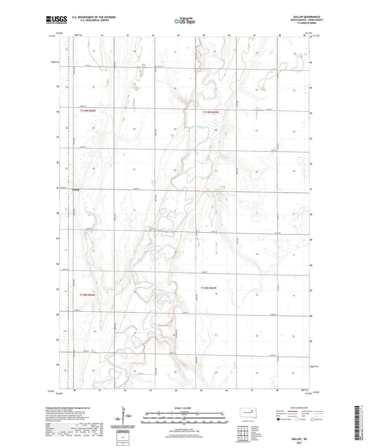 Gallup South Dakota US Topo Map Image