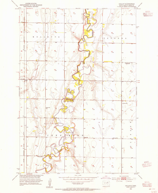Classic USGS Gallup South Dakota 7.5'x7.5' Topo Map Image