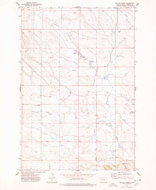 Classic USGS Gallup Creek South Dakota 7.5'x7.5' Topo Map Image