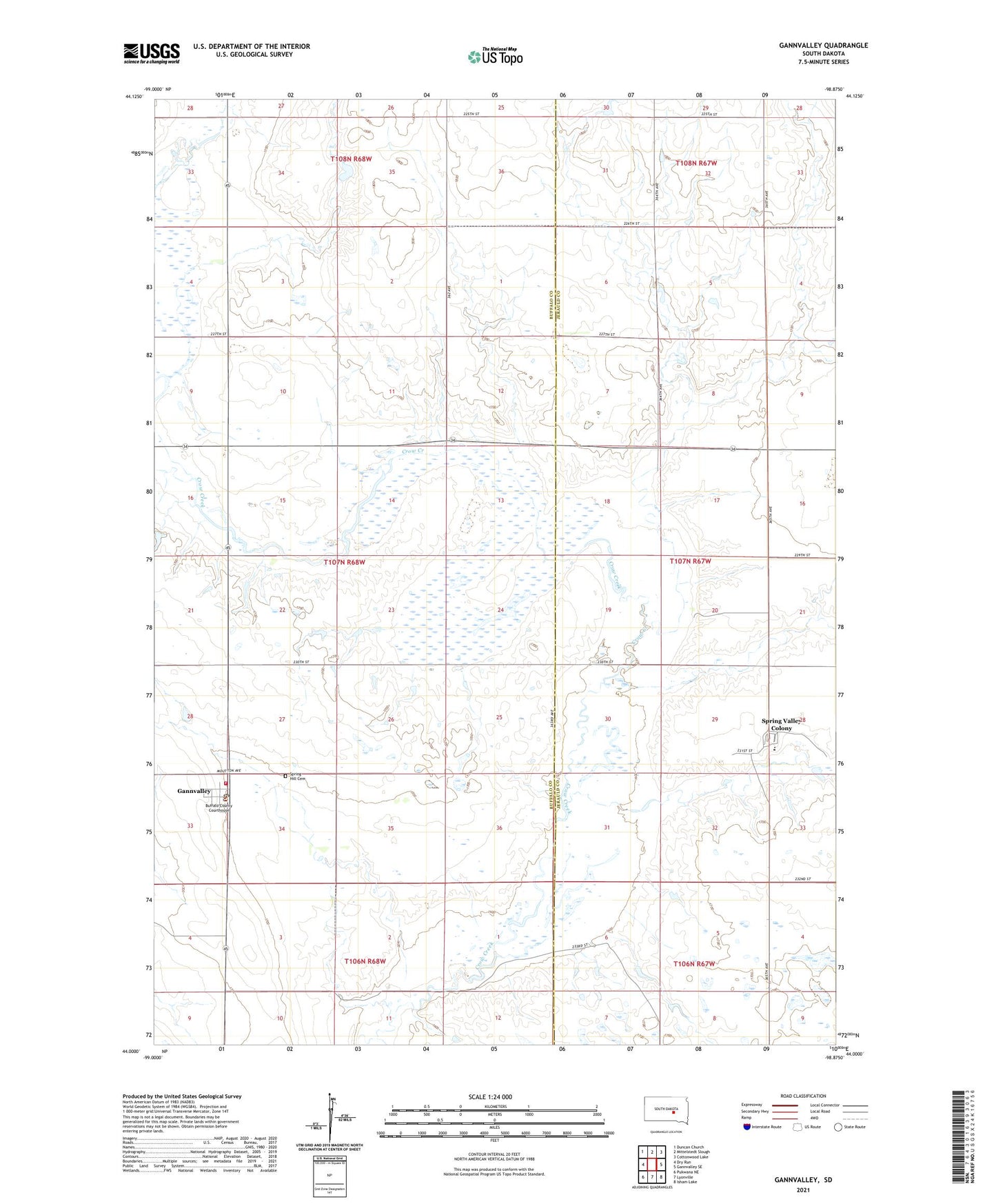 Gannvalley South Dakota US Topo Map Image