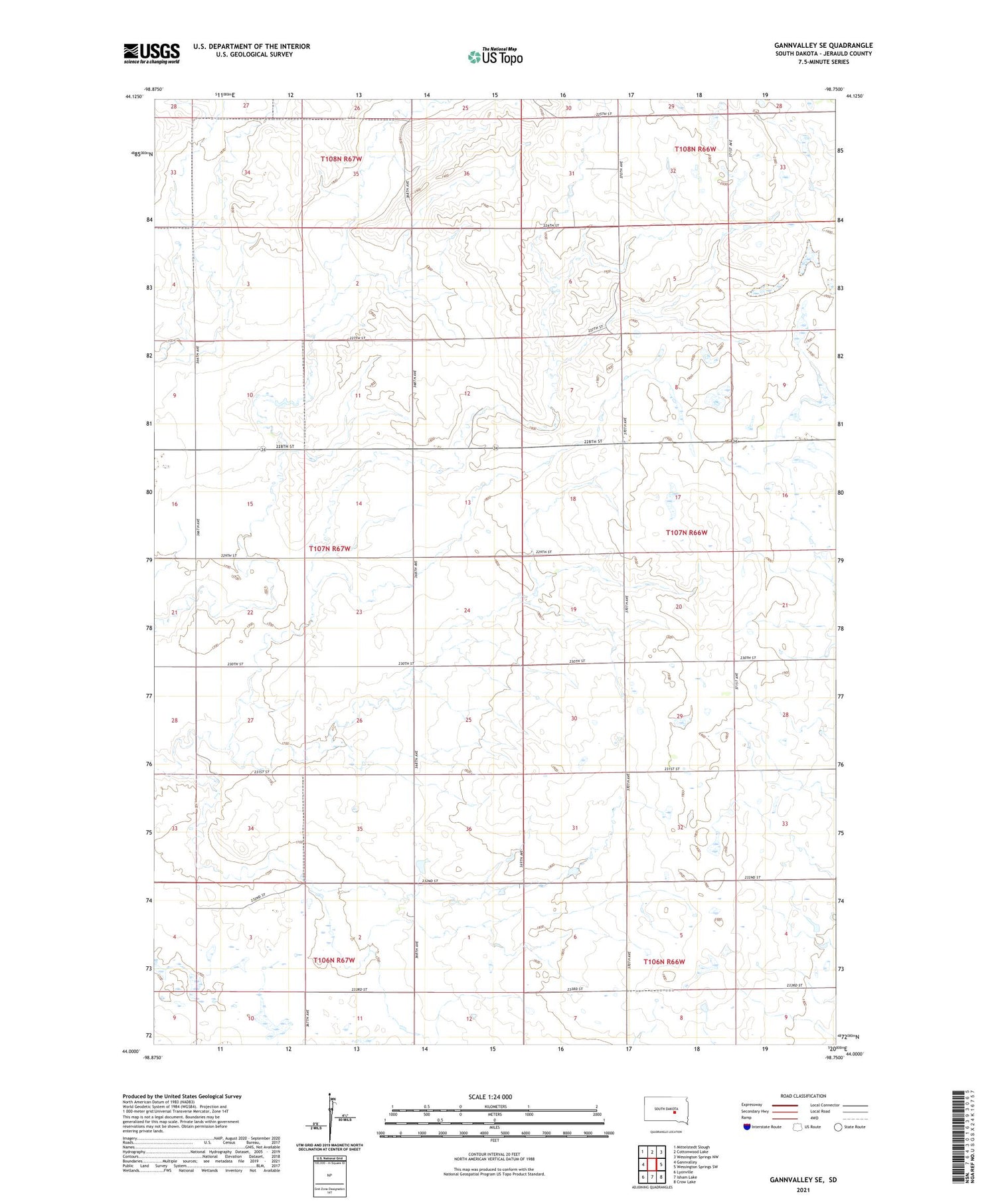 Gannvalley SE South Dakota US Topo Map Image