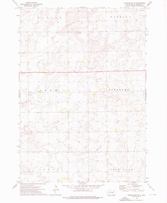 Classic USGS Gannvalley SE South Dakota 7.5'x7.5' Topo Map Image