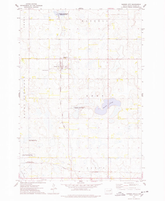 Classic USGS Garden City South Dakota 7.5'x7.5' Topo Map Image