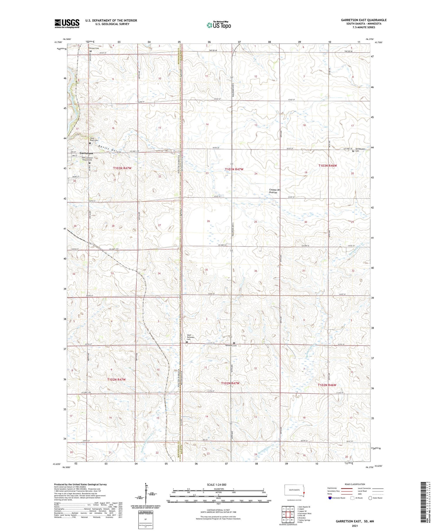 Garretson East South Dakota US Topo Map Image