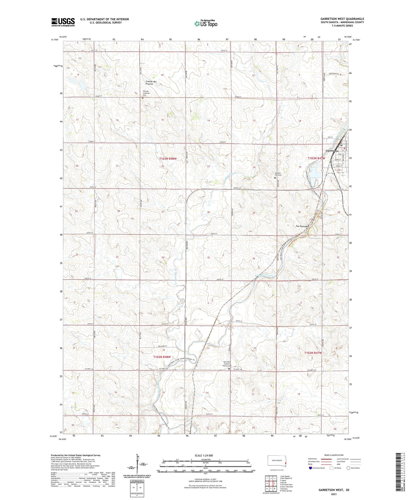Garretson West South Dakota US Topo Map Image