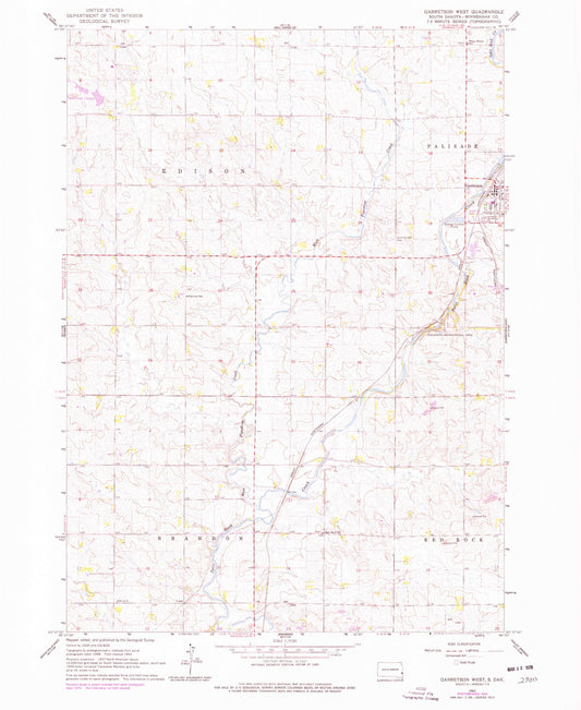 Classic USGS Garretson West South Dakota 7.5'x7.5' Topo Map Image