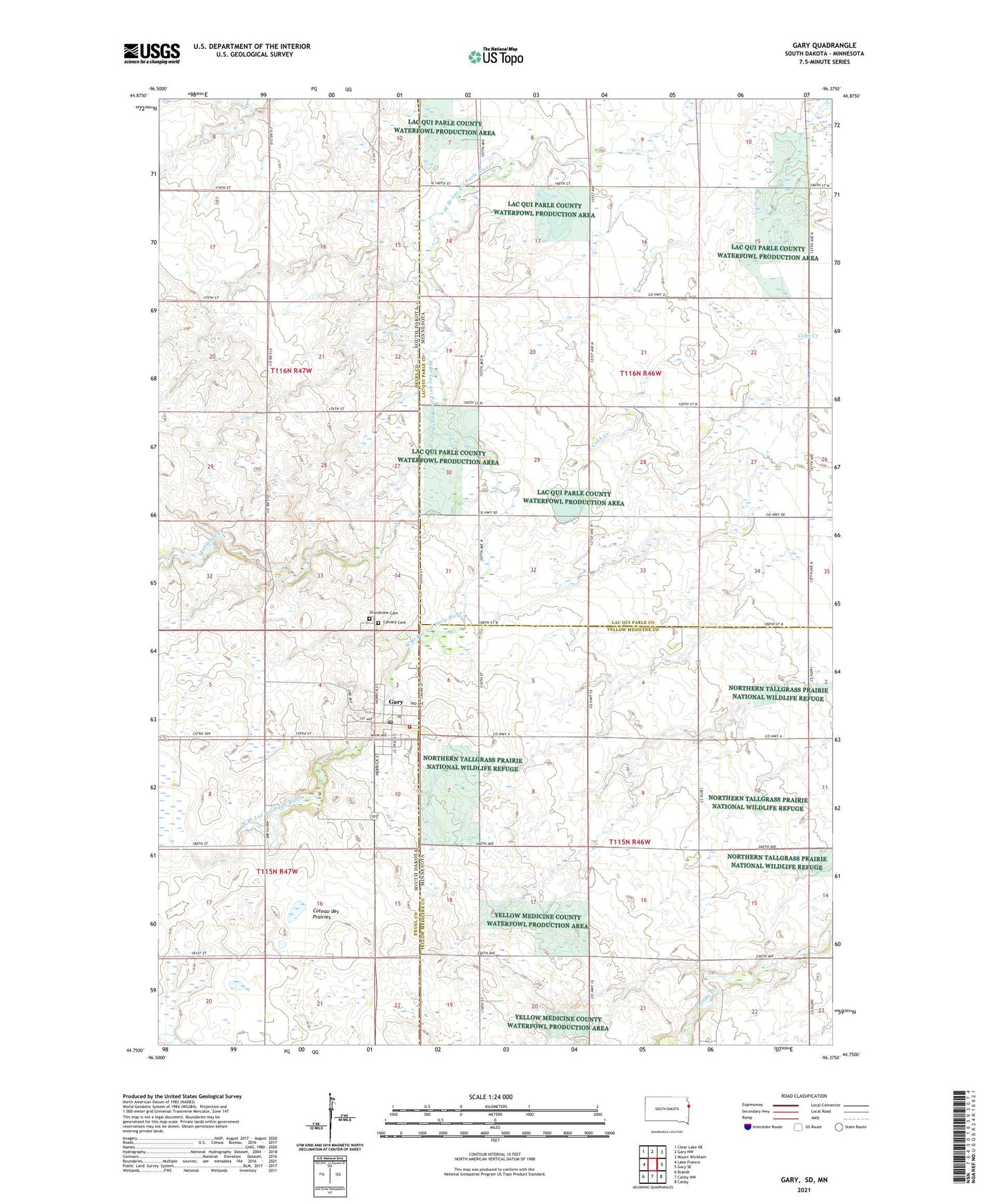 Gary South Dakota US Topo Map Image