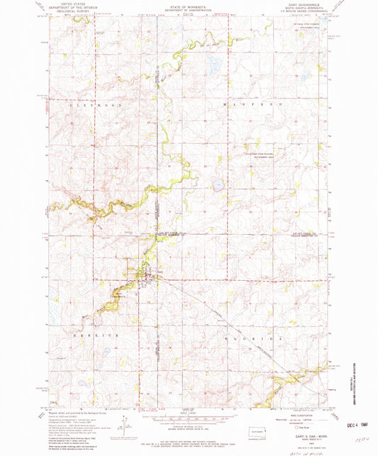 Classic USGS Gary South Dakota 7.5'x7.5' Topo Map Image
