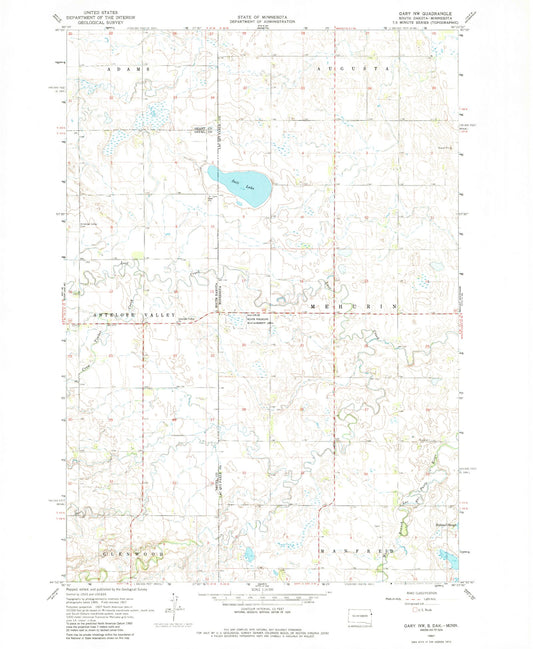 Classic USGS Gary NW Minnesota 7.5'x7.5' Topo Map Image