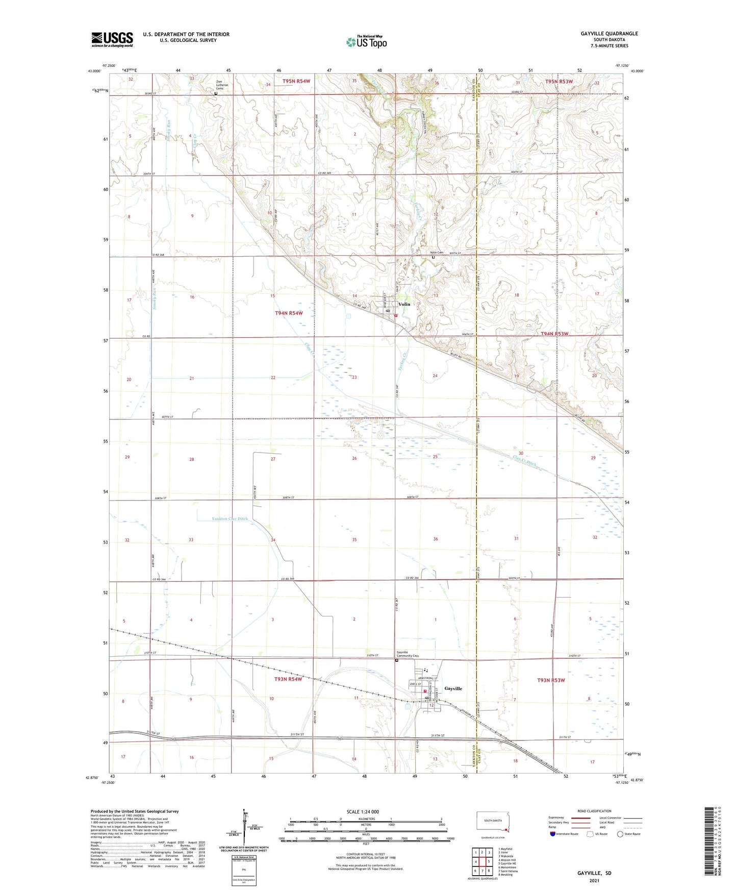 Gayville South Dakota US Topo Map Image