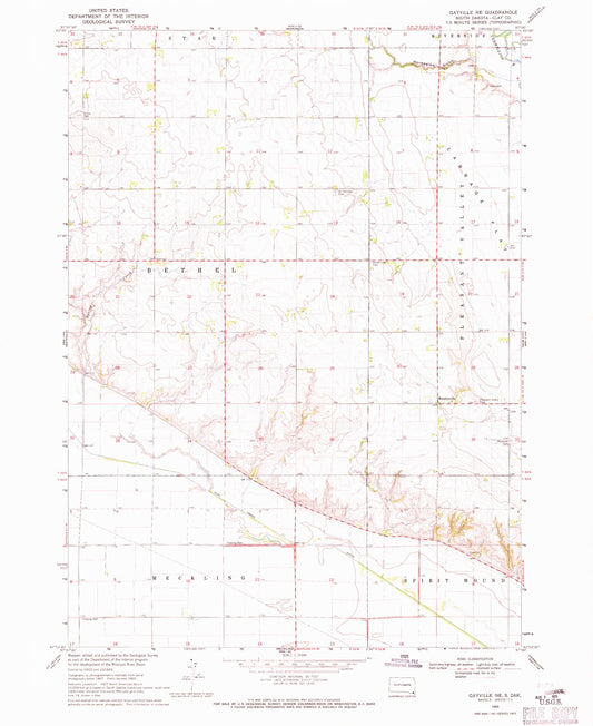 Classic USGS Gayville NE South Dakota 7.5'x7.5' Topo Map Image