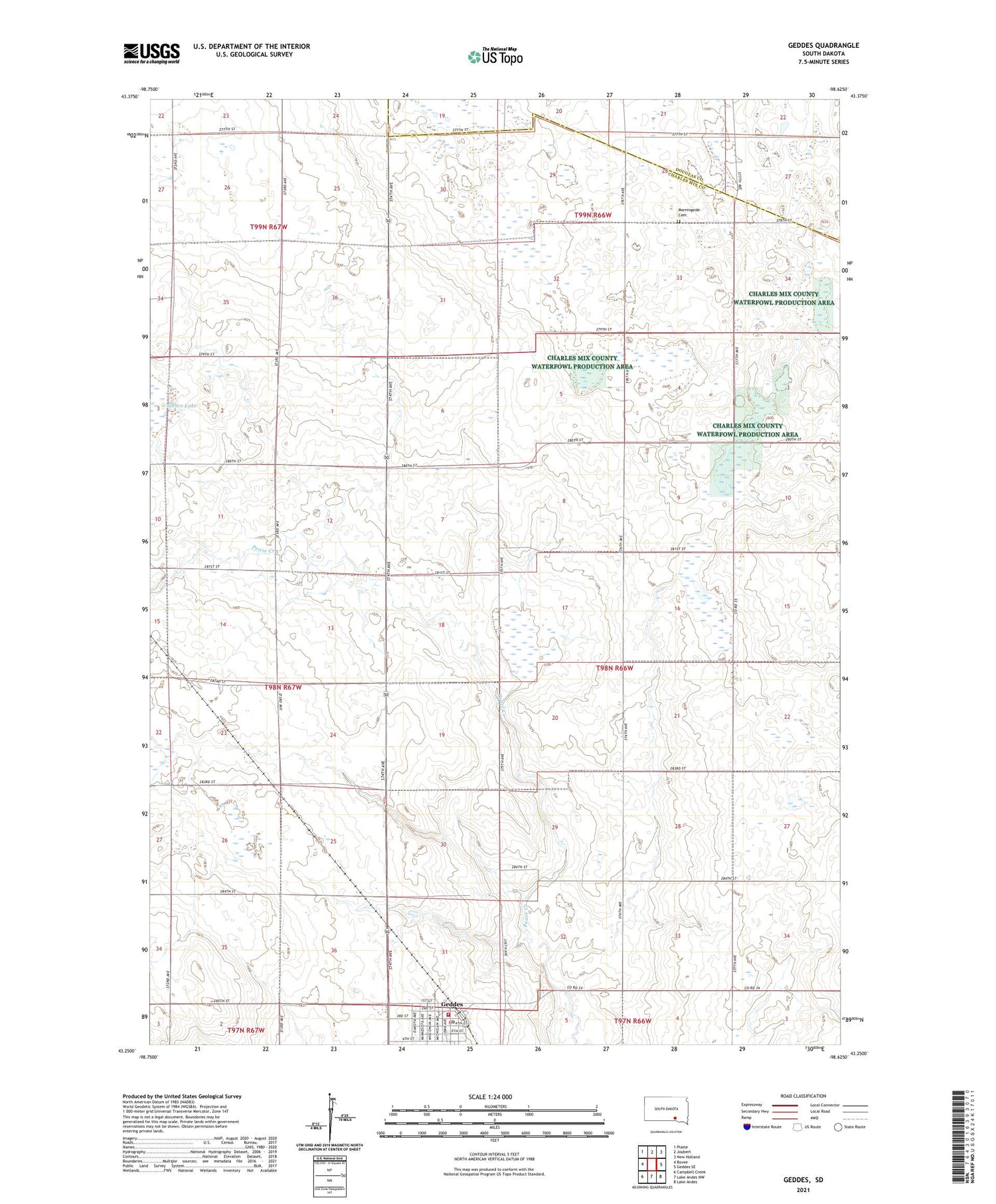 Geddes South Dakota US Topo Map Image