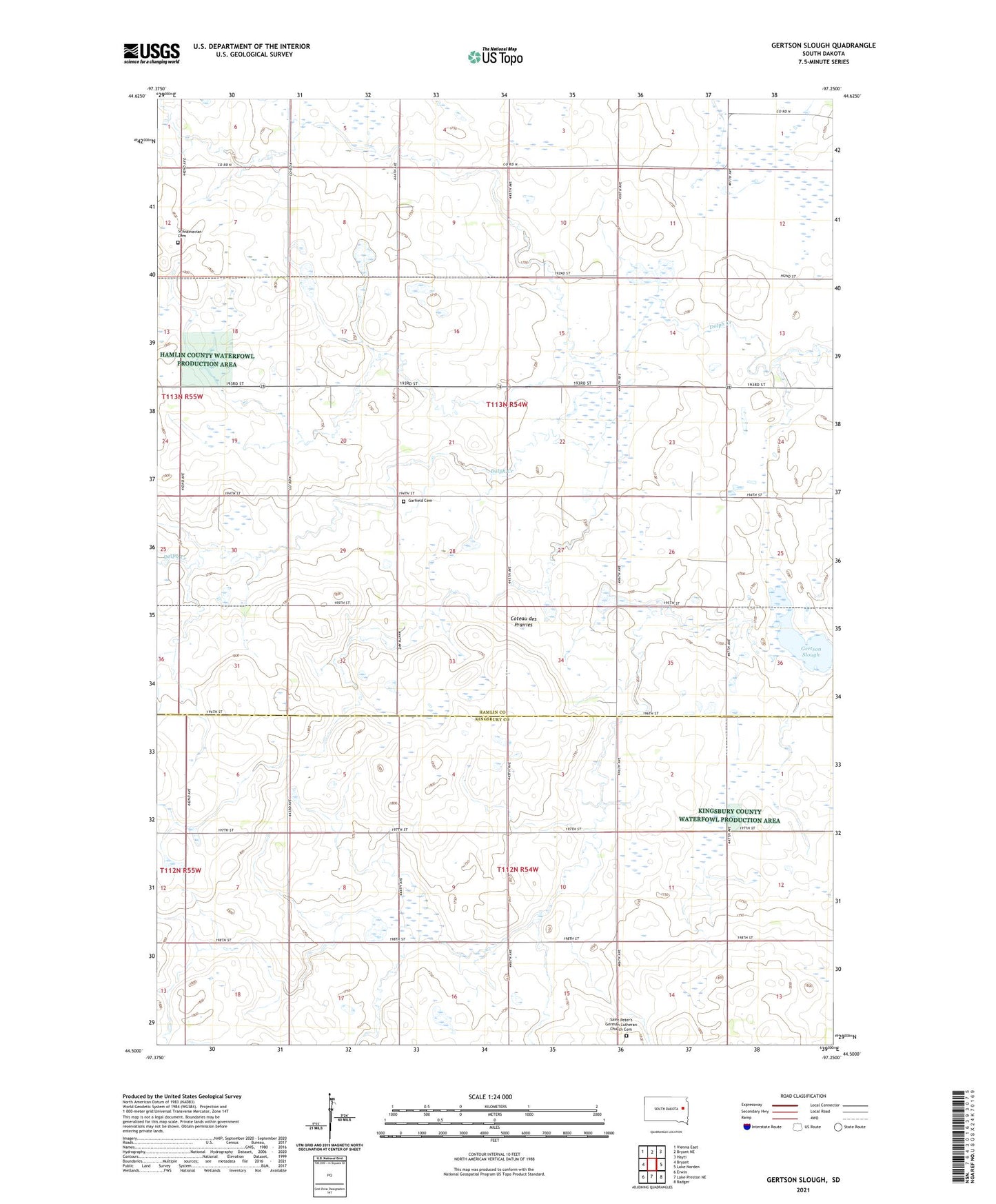 Gertson Slough South Dakota US Topo Map Image