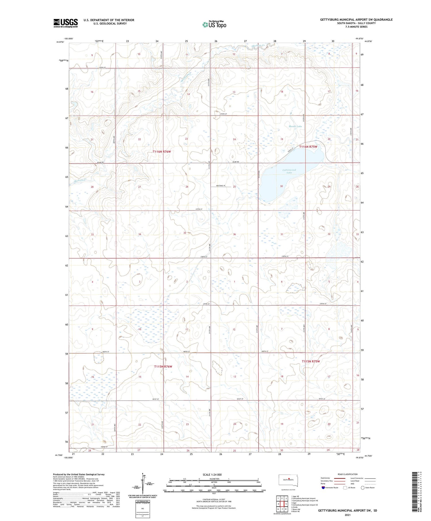 Gettysburg Municipal Airport SW South Dakota US Topo Map Image