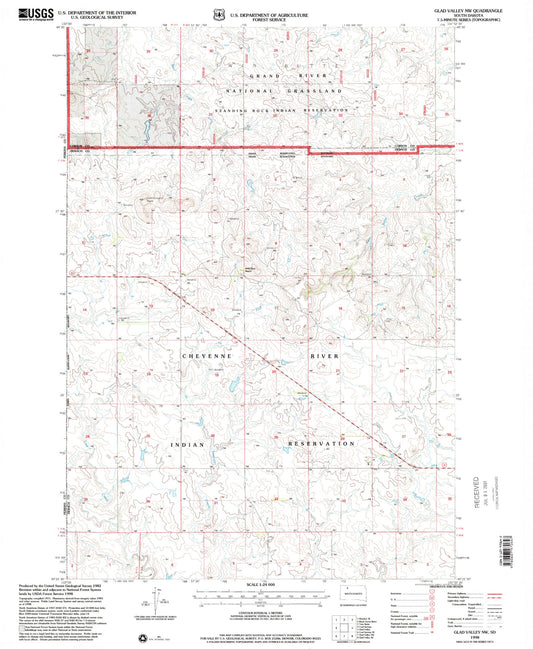 Classic USGS Glad Valley NW South Dakota 7.5'x7.5' Topo Map Image