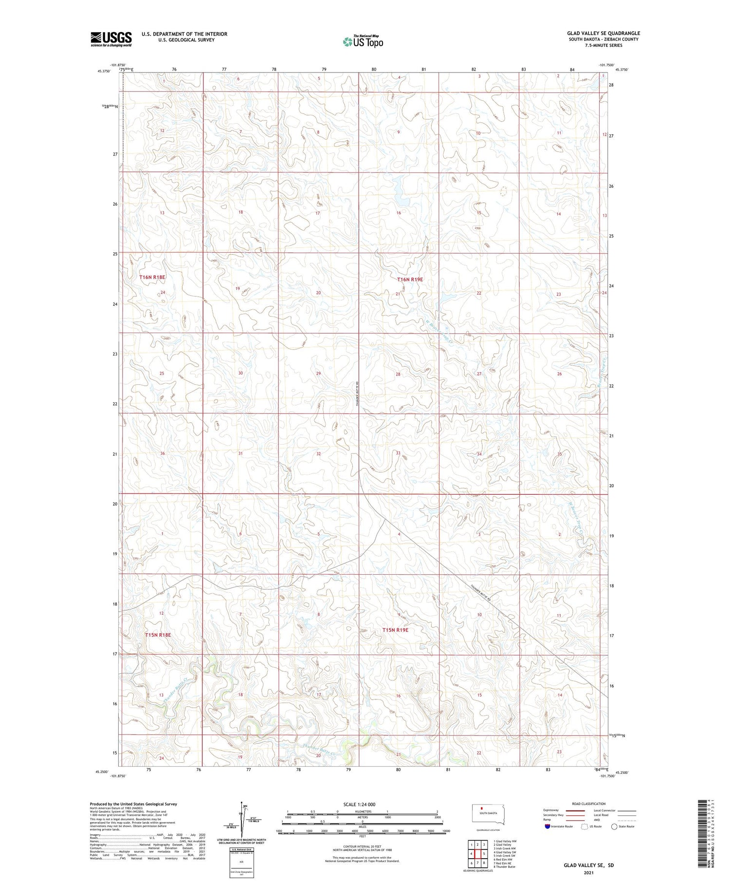 Glad Valley SE South Dakota US Topo Map Image