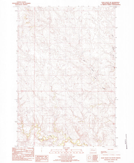 Classic USGS Glad Valley SE South Dakota 7.5'x7.5' Topo Map Image