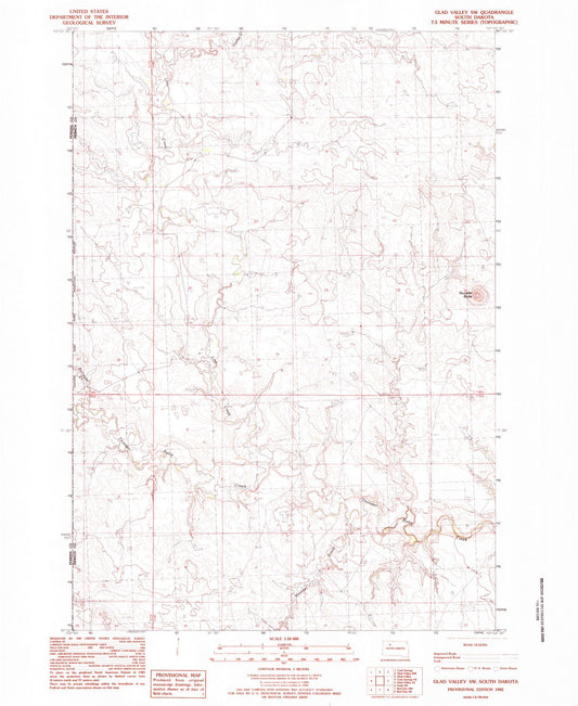 Classic USGS Glad Valley SW South Dakota 7.5'x7.5' Topo Map Image