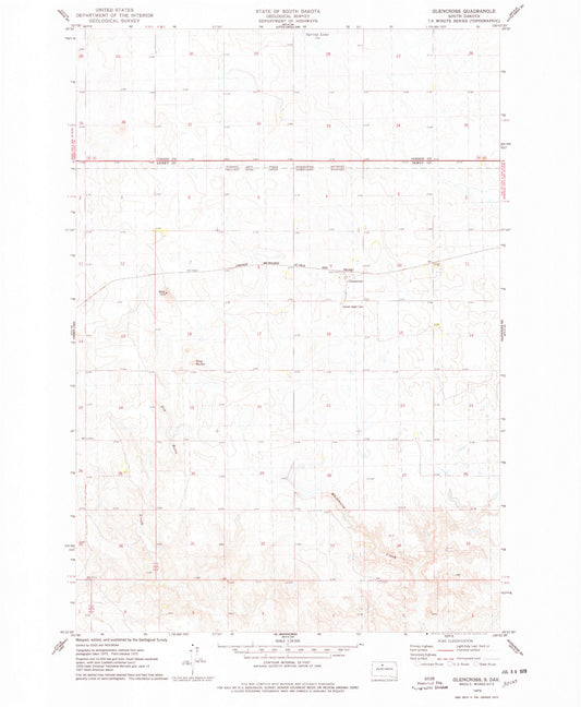 Classic USGS Glencross South Dakota 7.5'x7.5' Topo Map Image