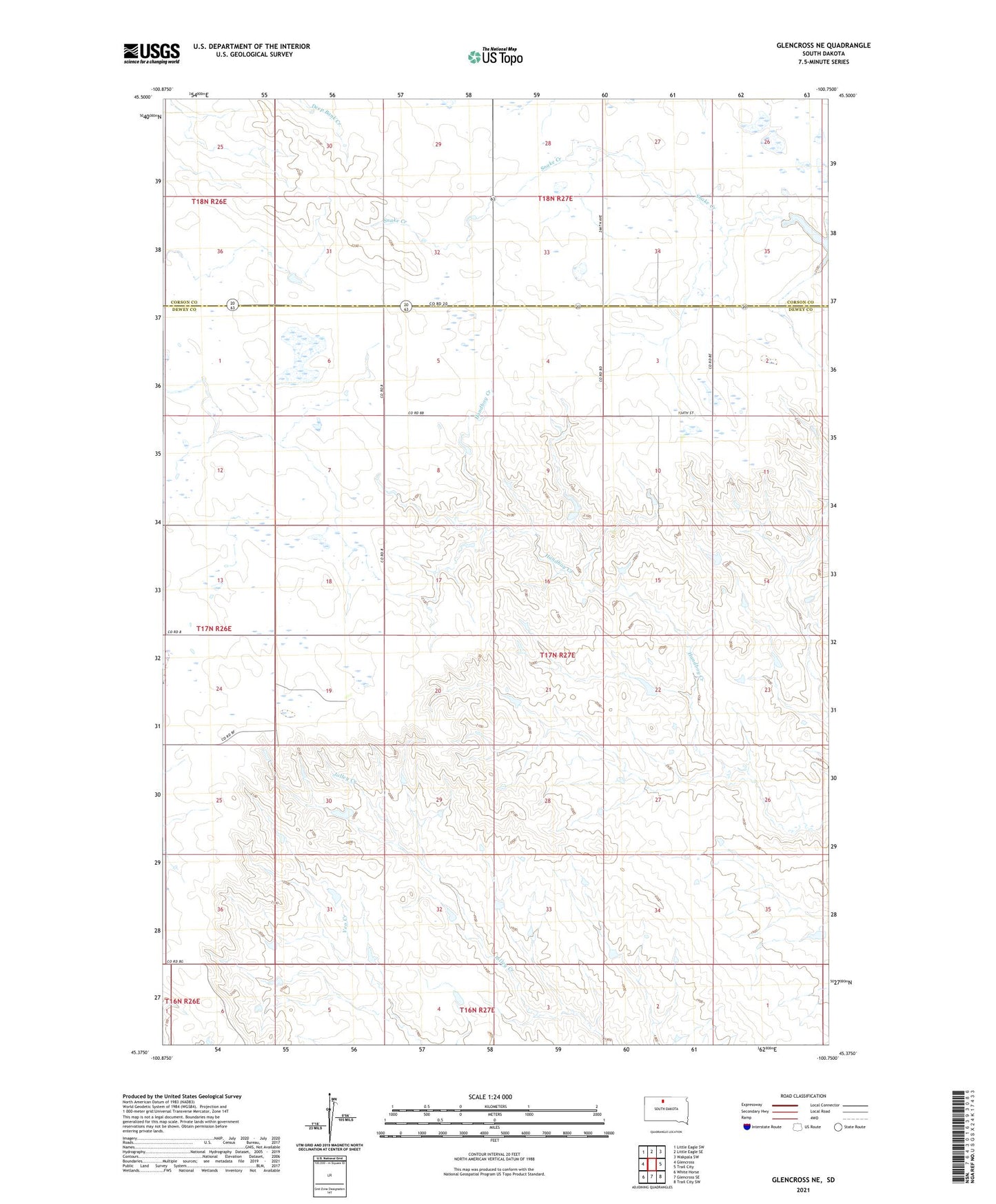 Glencross NE South Dakota US Topo Map Image