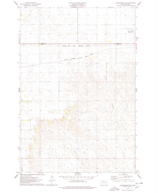 Classic USGS Glencross NE South Dakota 7.5'x7.5' Topo Map Image