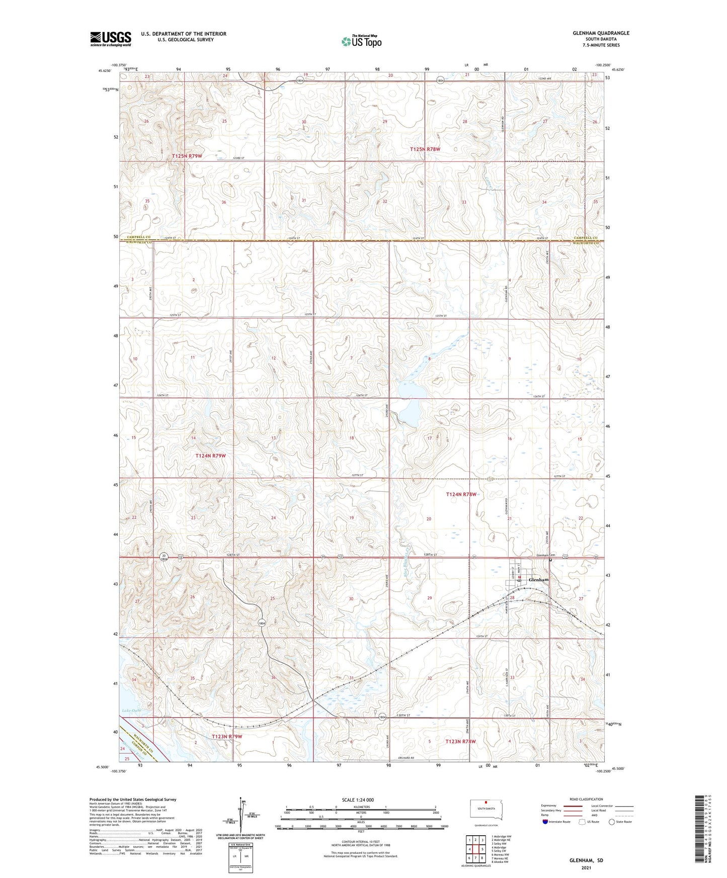 Glenham South Dakota US Topo Map Image