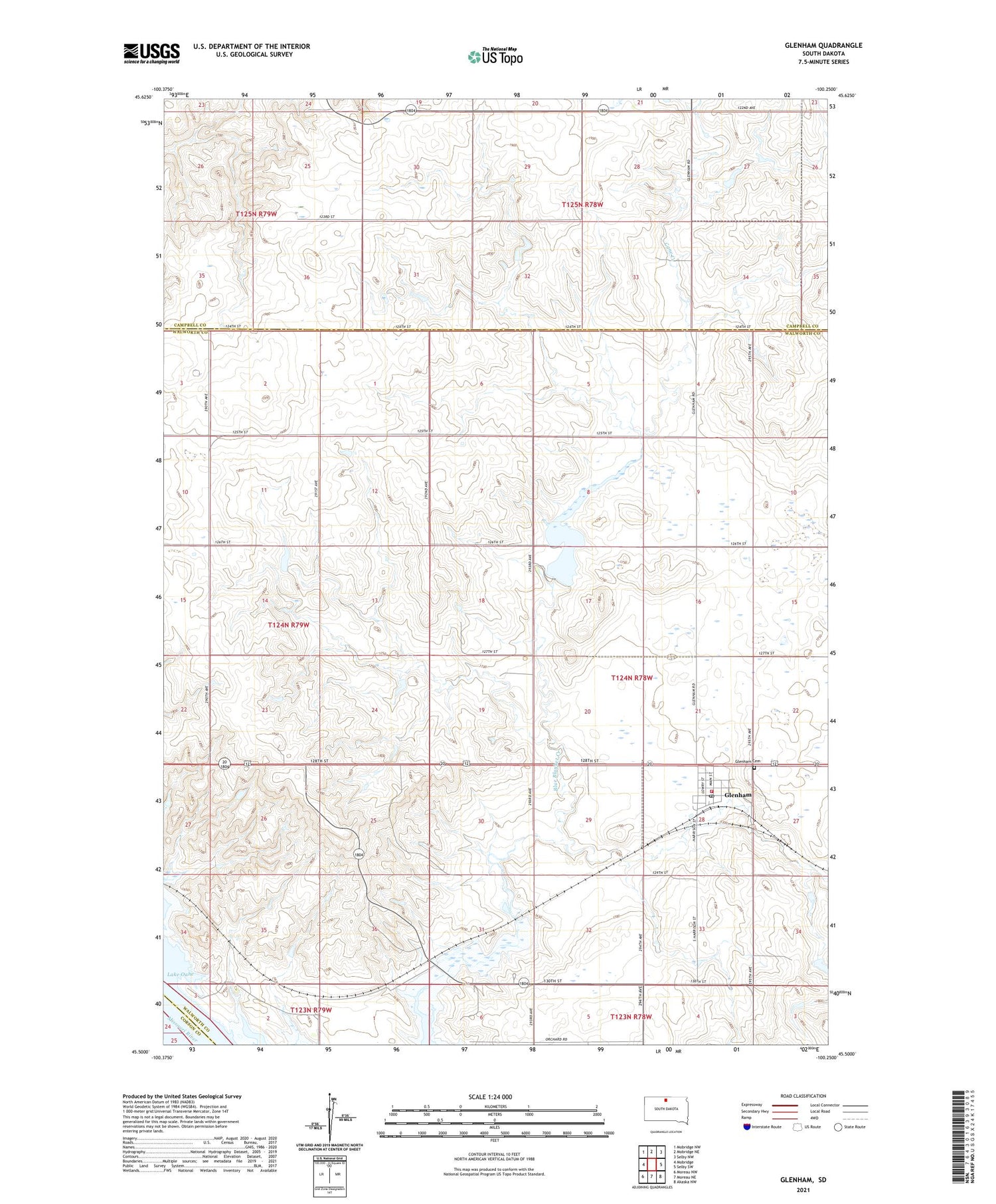 Glenham South Dakota US Topo Map Image