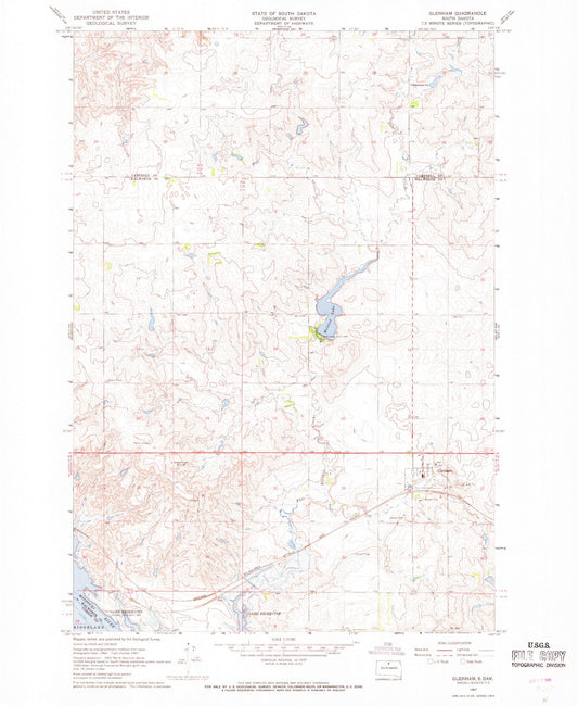 Classic USGS Glenham South Dakota 7.5'x7.5' Topo Map Image