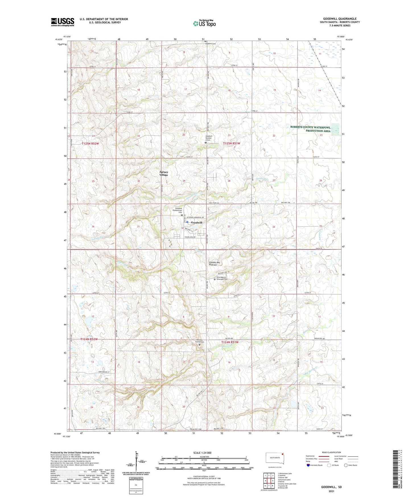 Goodwill South Dakota US Topo Map Image