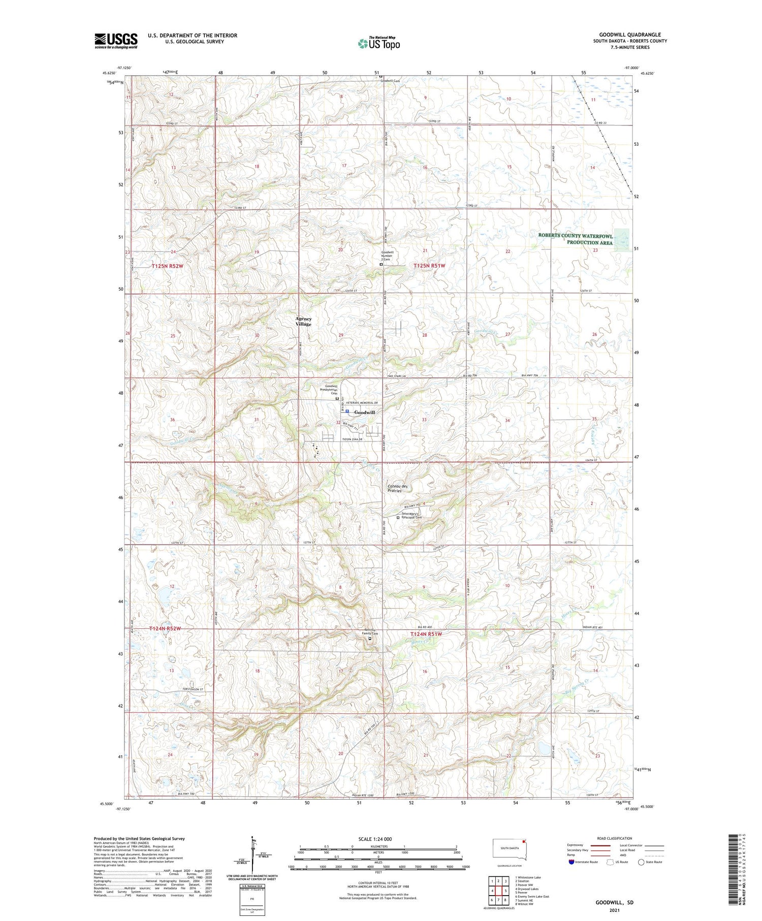 Goodwill South Dakota US Topo Map Image