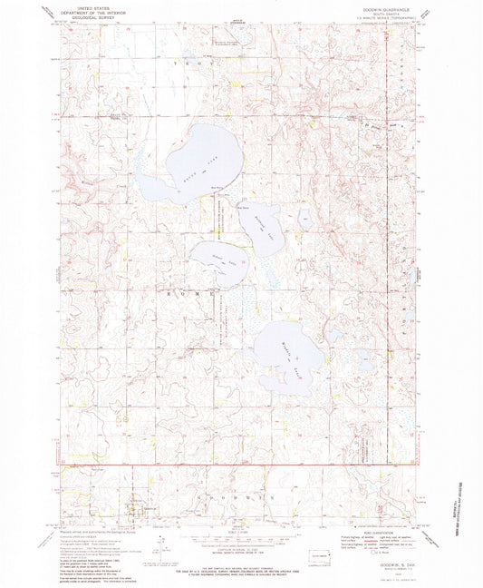 Classic USGS Goodwin South Dakota 7.5'x7.5' Topo Map Image
