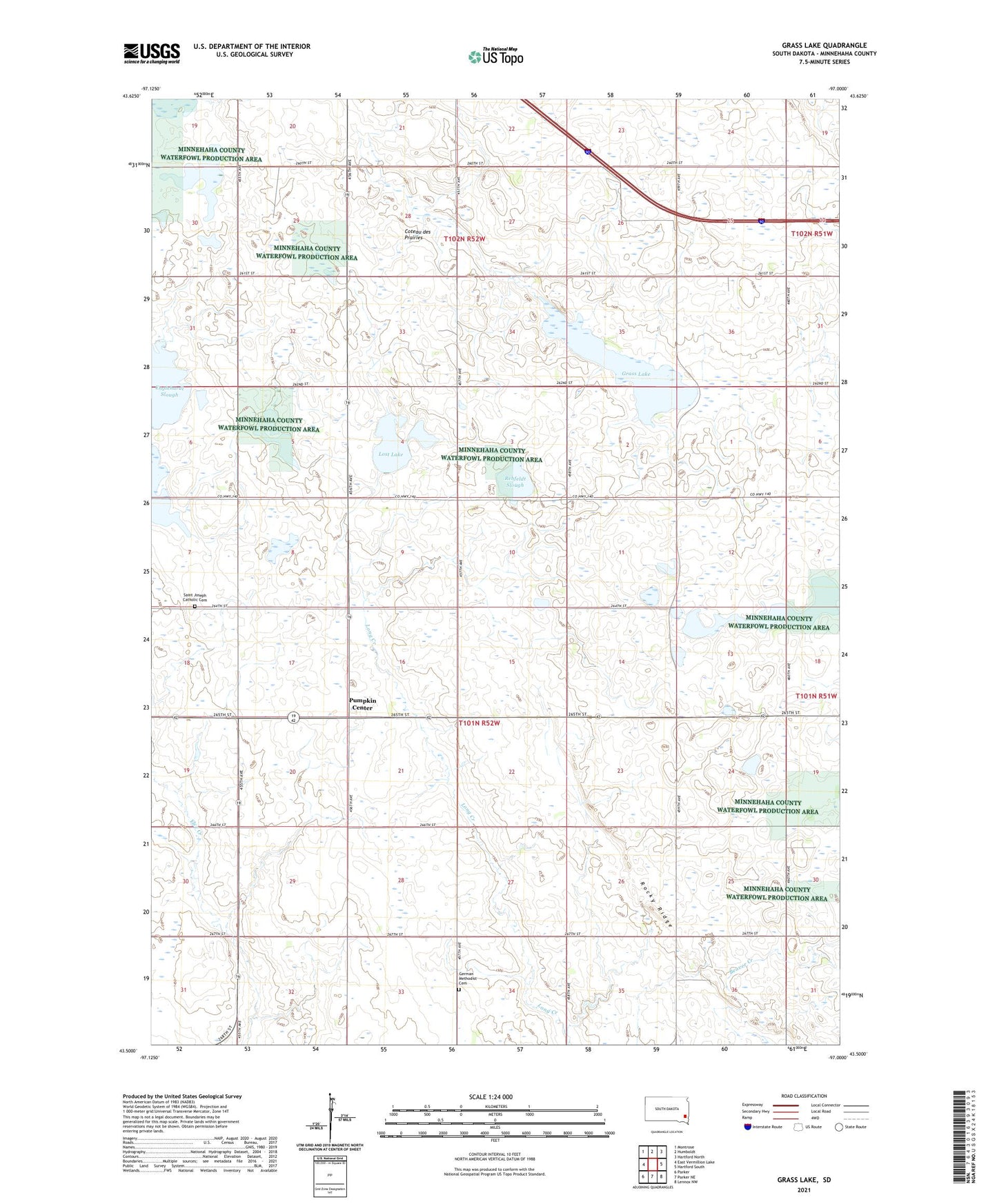 Grass Lake South Dakota US Topo Map Image