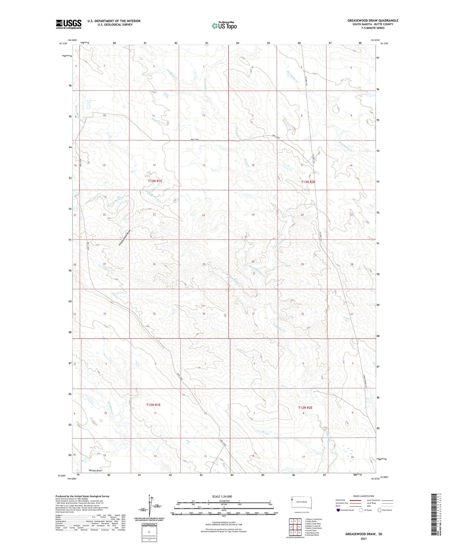 Greasewood Draw South Dakota US Topo Map Image