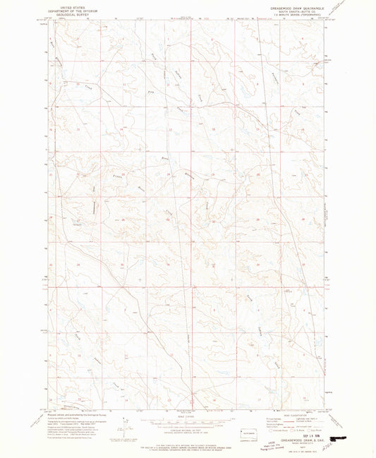 Classic USGS Greasewood Draw South Dakota 7.5'x7.5' Topo Map Image