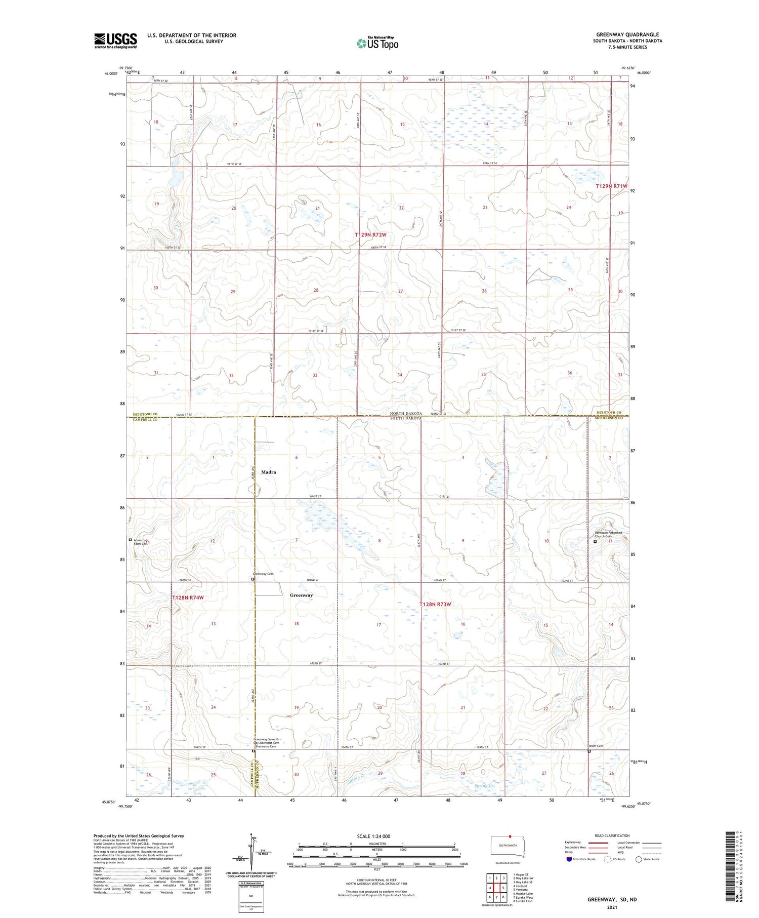 Greenway South Dakota US Topo Map Image