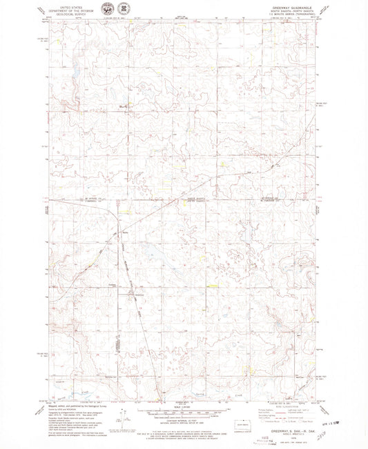 Classic USGS Greenway South Dakota 7.5'x7.5' Topo Map Image