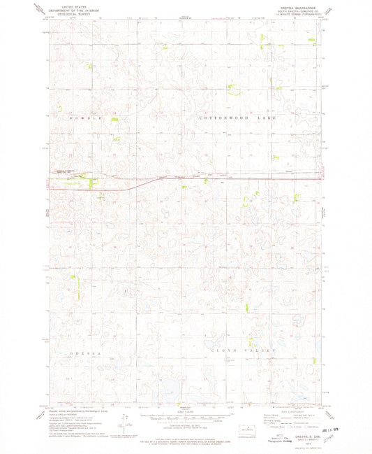 Classic USGS Gretna South Dakota 7.5'x7.5' Topo Map Image