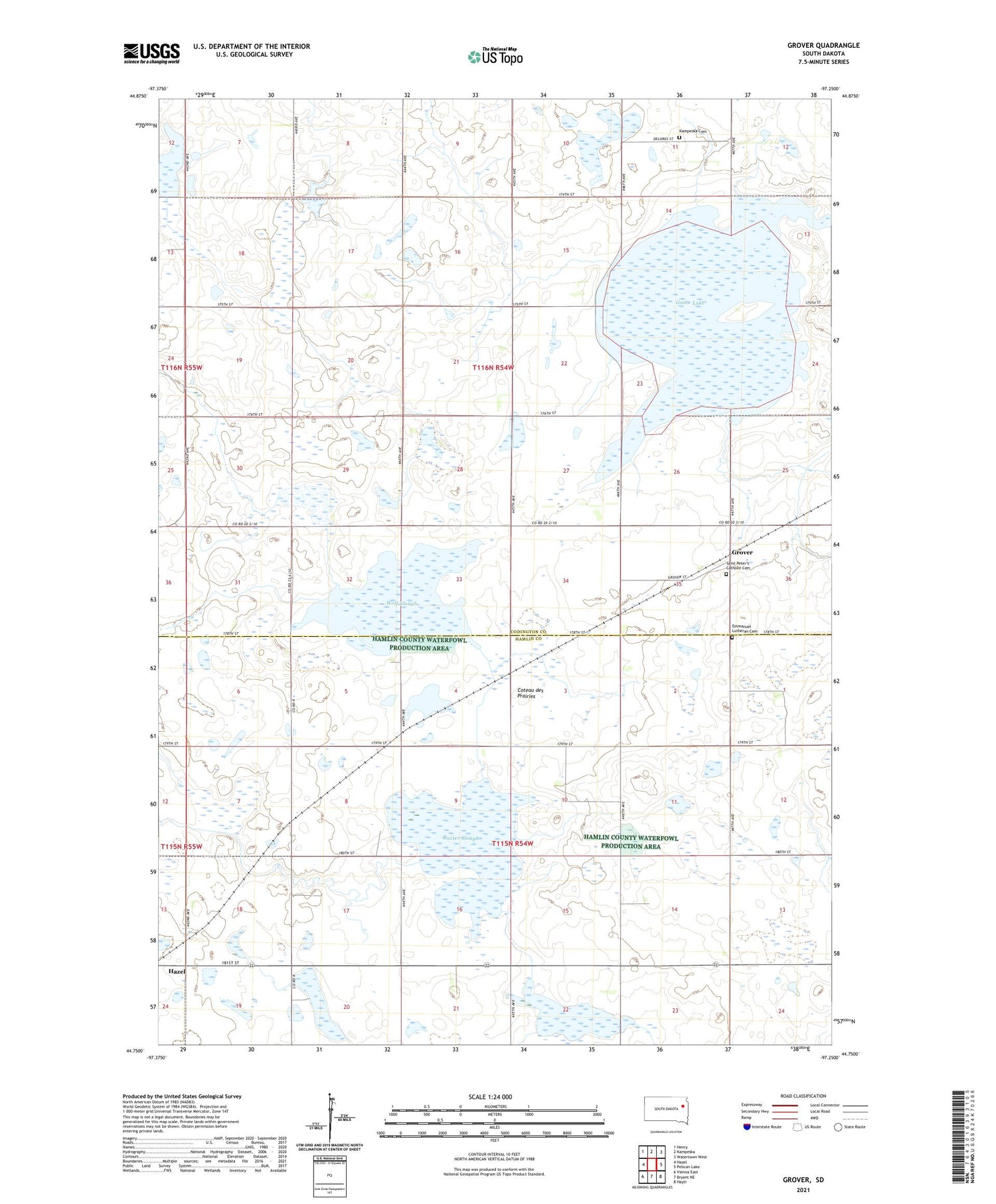 Grover South Dakota US Topo Map Image