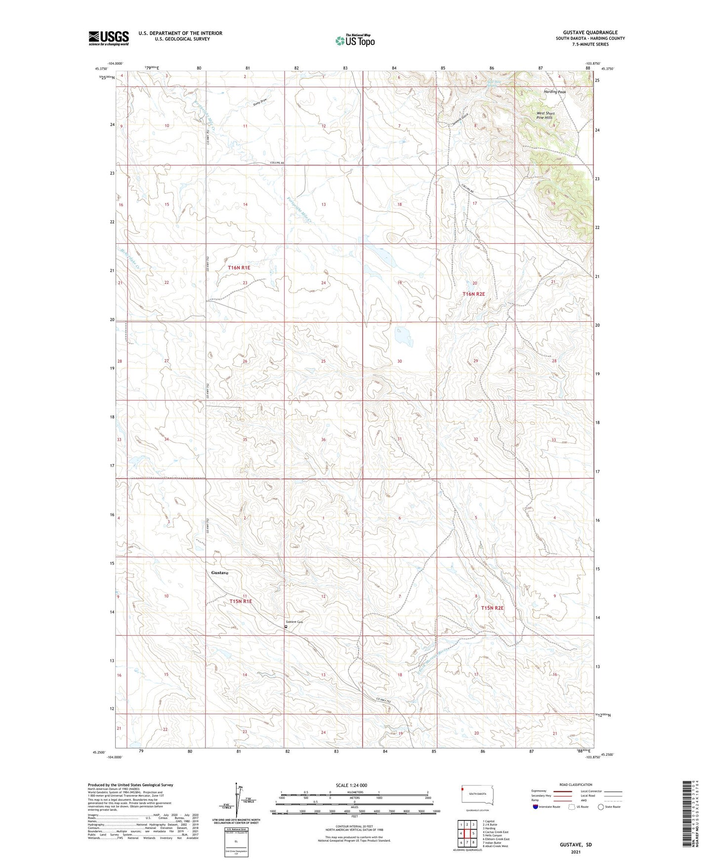 Gustave South Dakota US Topo Map Image
